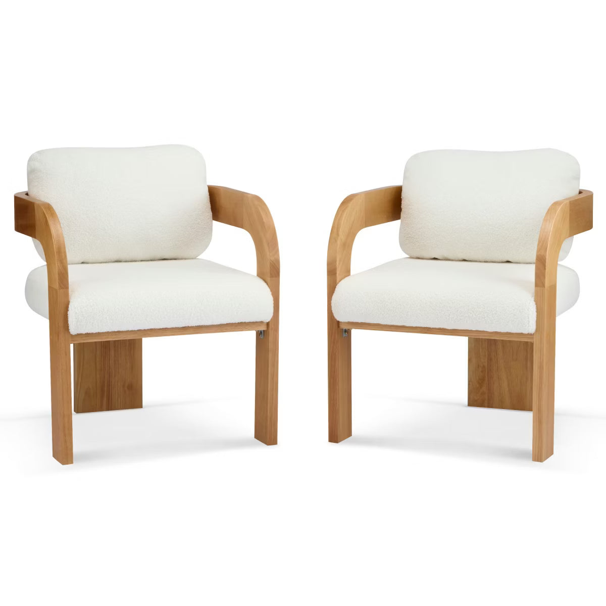 Set of 2 Modern Beige Dining Chairs with Black Wood Frame,