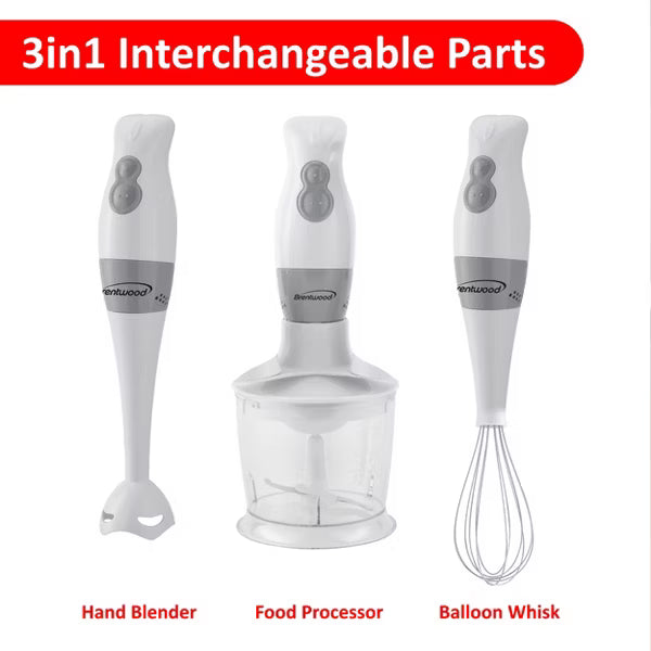 Personal Blender – 38W 2 Speed Hand Blender with Balloon Whisk – White