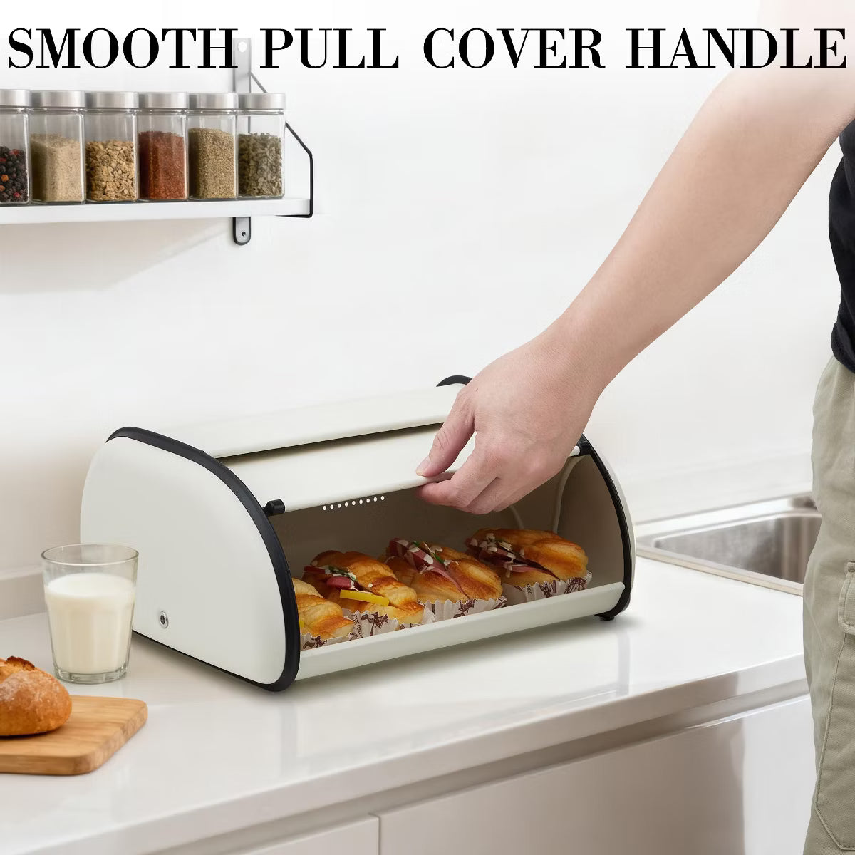 Bread Box – Culinvaro Stainless Steel Bread Box for Kitchen Countertop