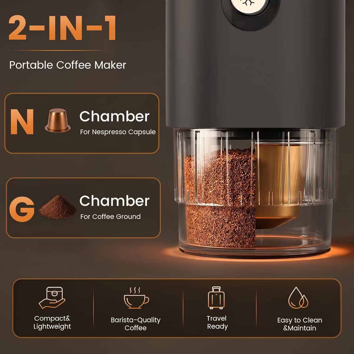 Espresso Maker – Culinvaro Portable Espresso Maker with Self Heating - 15 Bar Electric Travel Coffee Machine, 2-in-1