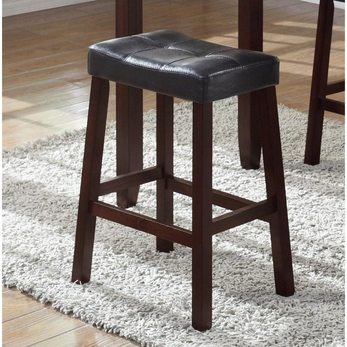 3-Piece Counter Height Glossy Print Marble Breakfast Table with Stools