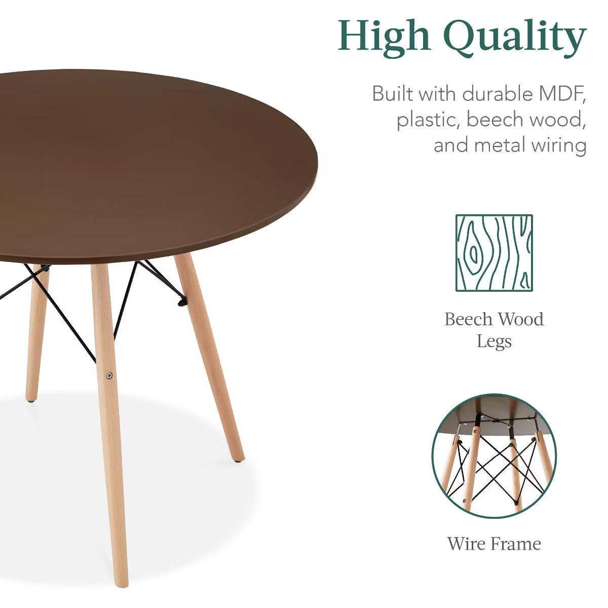 Dining Set – Culinvaro 5-Piece Compact Mid-Century Modern Dining Set w/ 4 Chairs" Brown/Oak