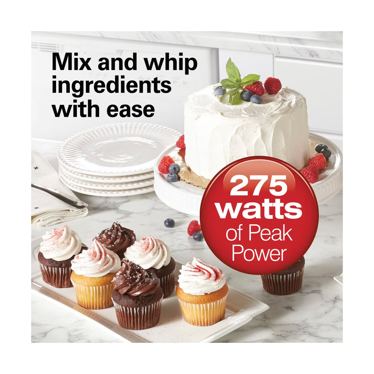 Hand Mixer – 6 Speed Hand Mixer with Snap – White