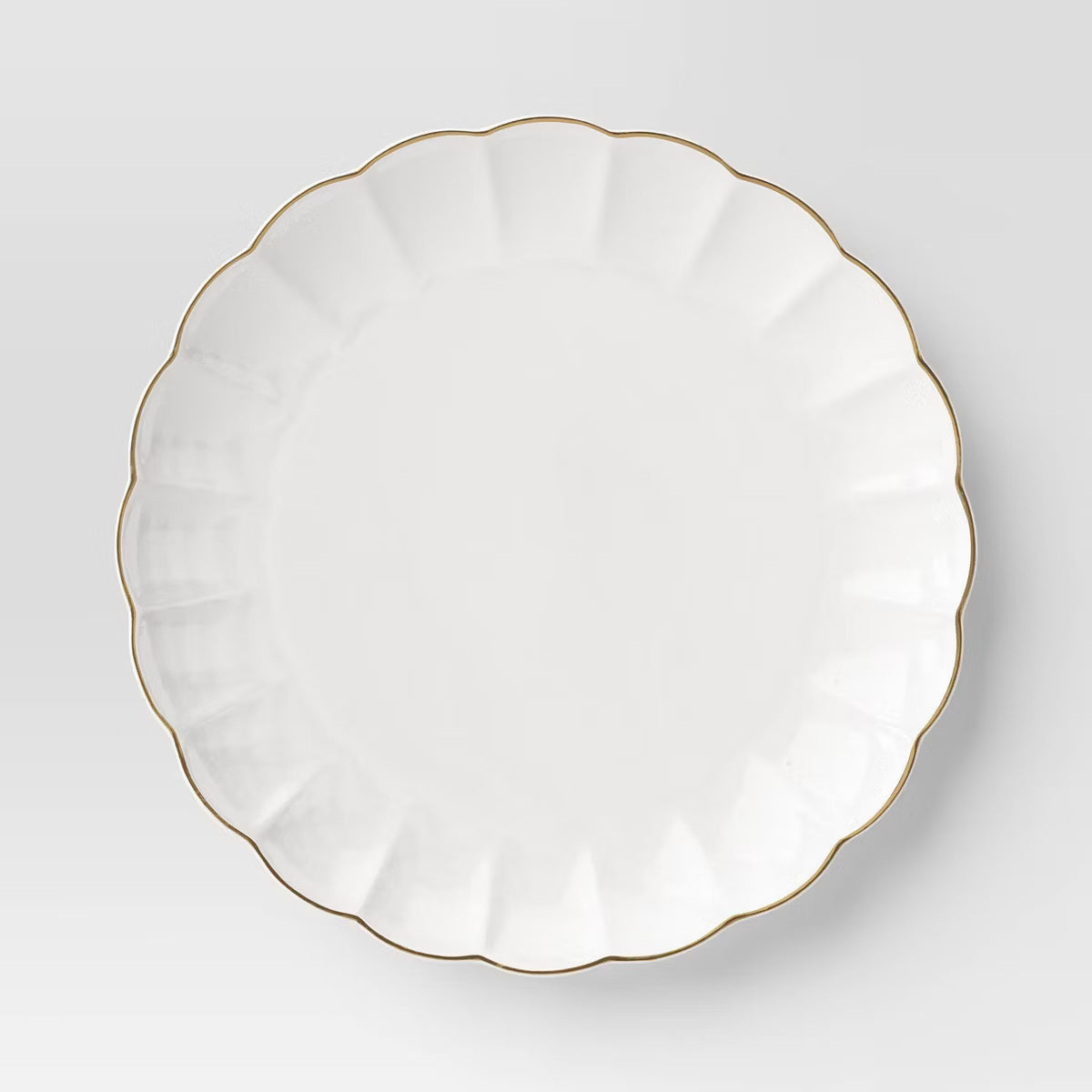 Dinner Plate – Culinvaro 0.5" Stoneware Scalloped Dinner Plate Gold Rim