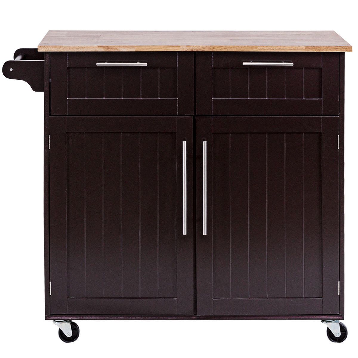 Kitchen Cart – Culinvaro Rolling Kitchen Cart Island Heavy Duty Storage Brown Trolley Cabinet Utility Modern