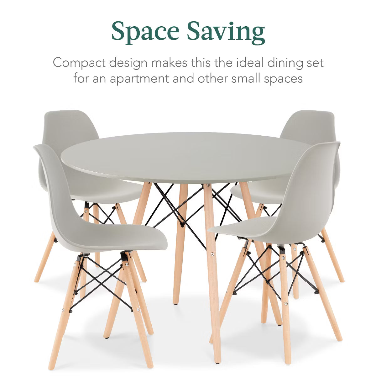 Dining Set – Culinvaro 5-Piece Compact Mid-Century Modern Dining Set w/ 4 Chairs" Gray/Oak