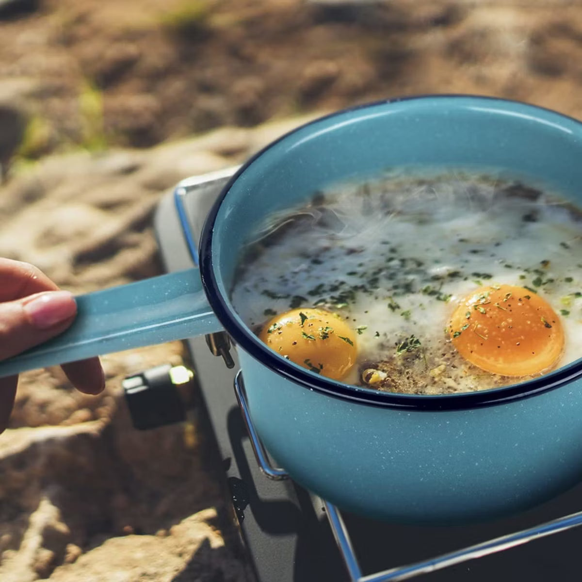 Saucepan – Enamel on Steel Durable Non-Stick Cookware for Indoor & Outdoor – Blue