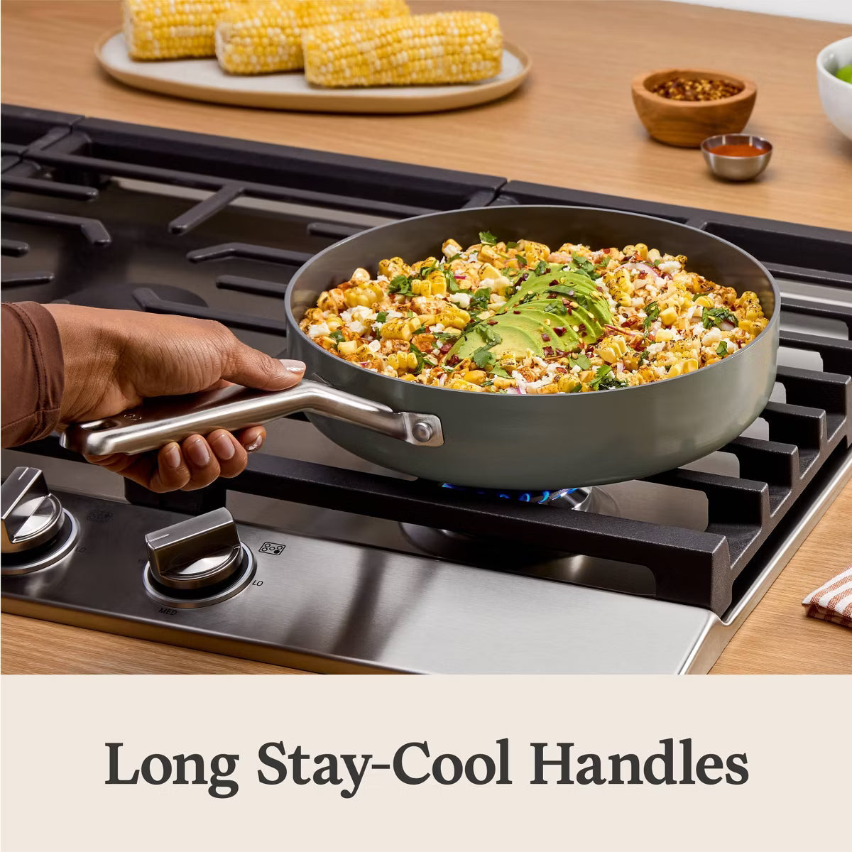 Saute Pan – 3qt Ceramic Saute with Lid Ash: Nonstick – Green