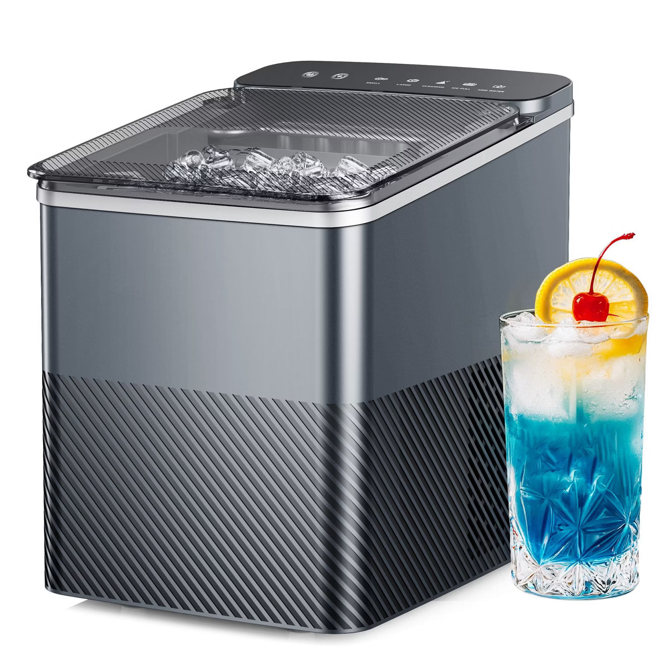 Ice Maker – Portable Bullet Ice Machine with Self Cleaning – Gray
