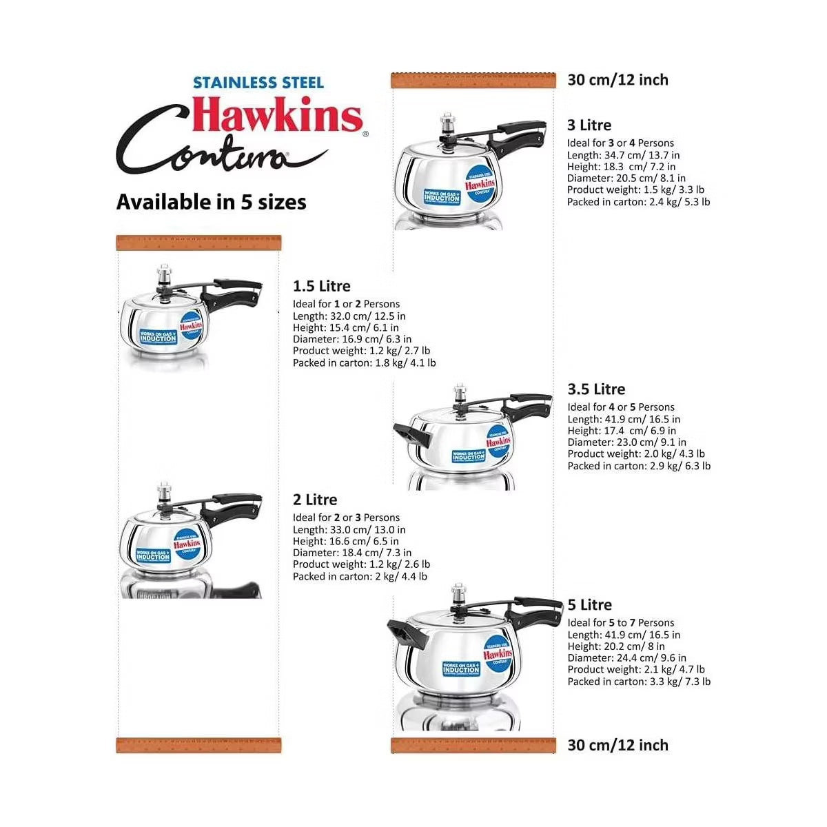 Pressure Cooker – 3L Contura Induction Compatible Pressure Cooker – Stainless Steel