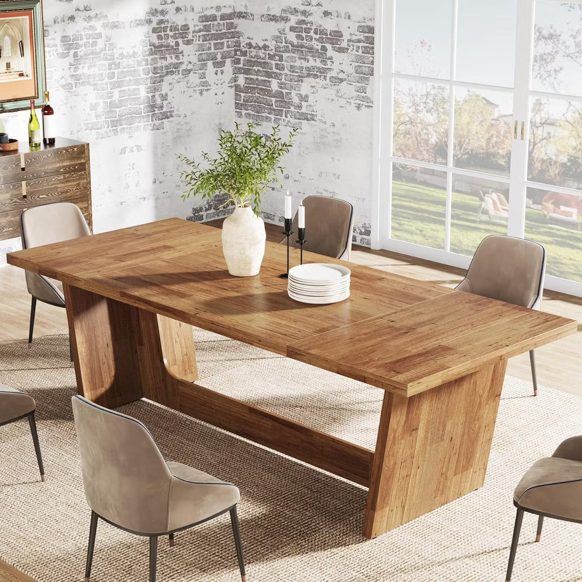 Dining Table – Culinvaro 70.9-Inch Wood Dining Room Table, Rectangular Farmhouse Dining Table
