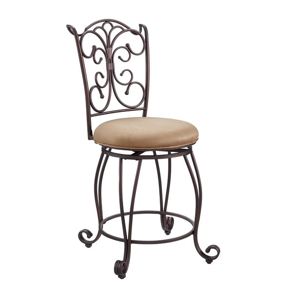 24" Genna Back Bar Faux Leather Swivel Seat Counter Height Barstool Brown