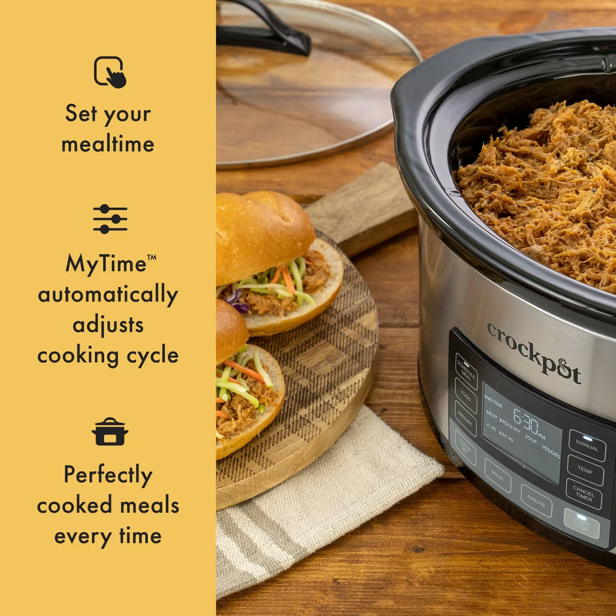 Slow Cooker – 6qt MyTime Technology Programmable Slow Cooker – Stainless Steel