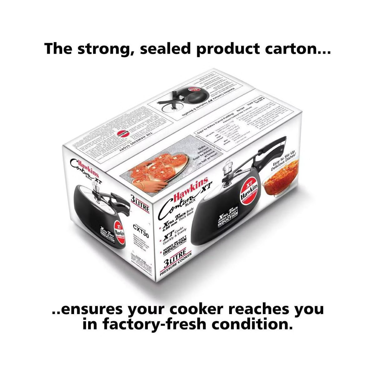 Pressure Cooker – 3L Contura Hard Anodized Induction Compatible Extra Thick Base – Black