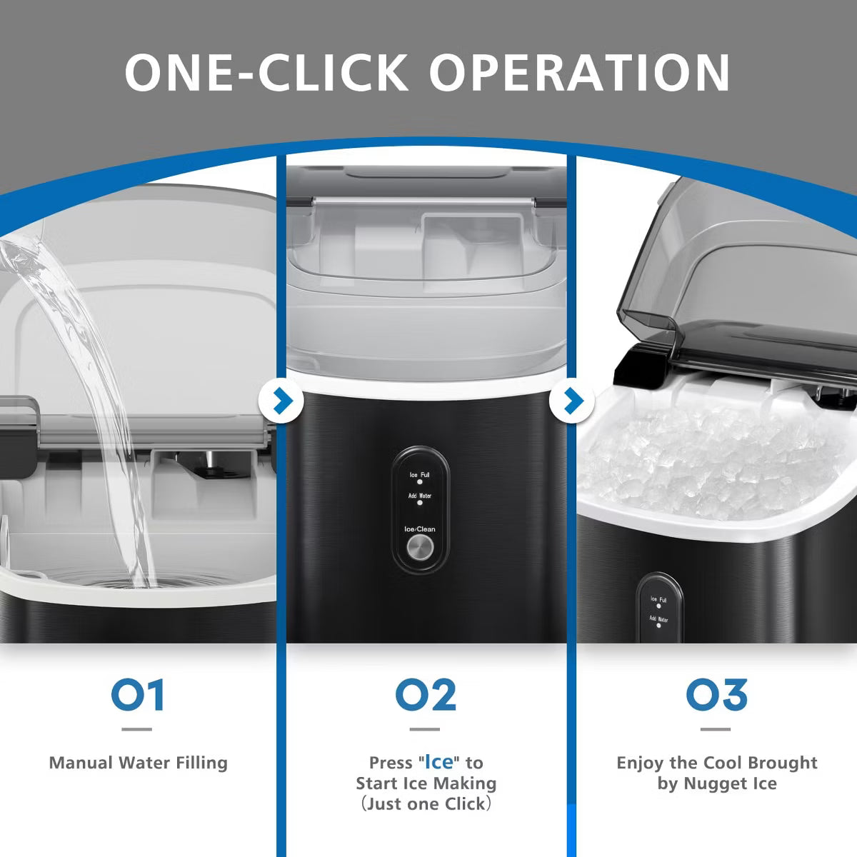 Ice Maker – ce Maker, Soft Chewable Ice, 35 lbs/Day – Black