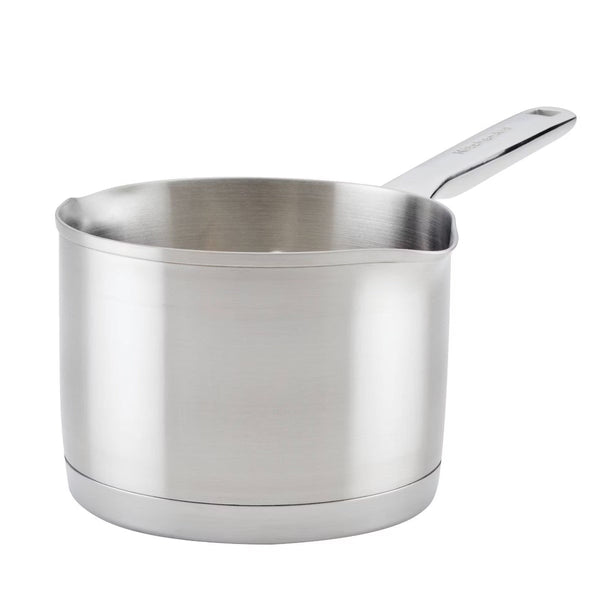 Saucepan – 3-Ply Base 1.5qt Open Saucepan with Spouts – Silver