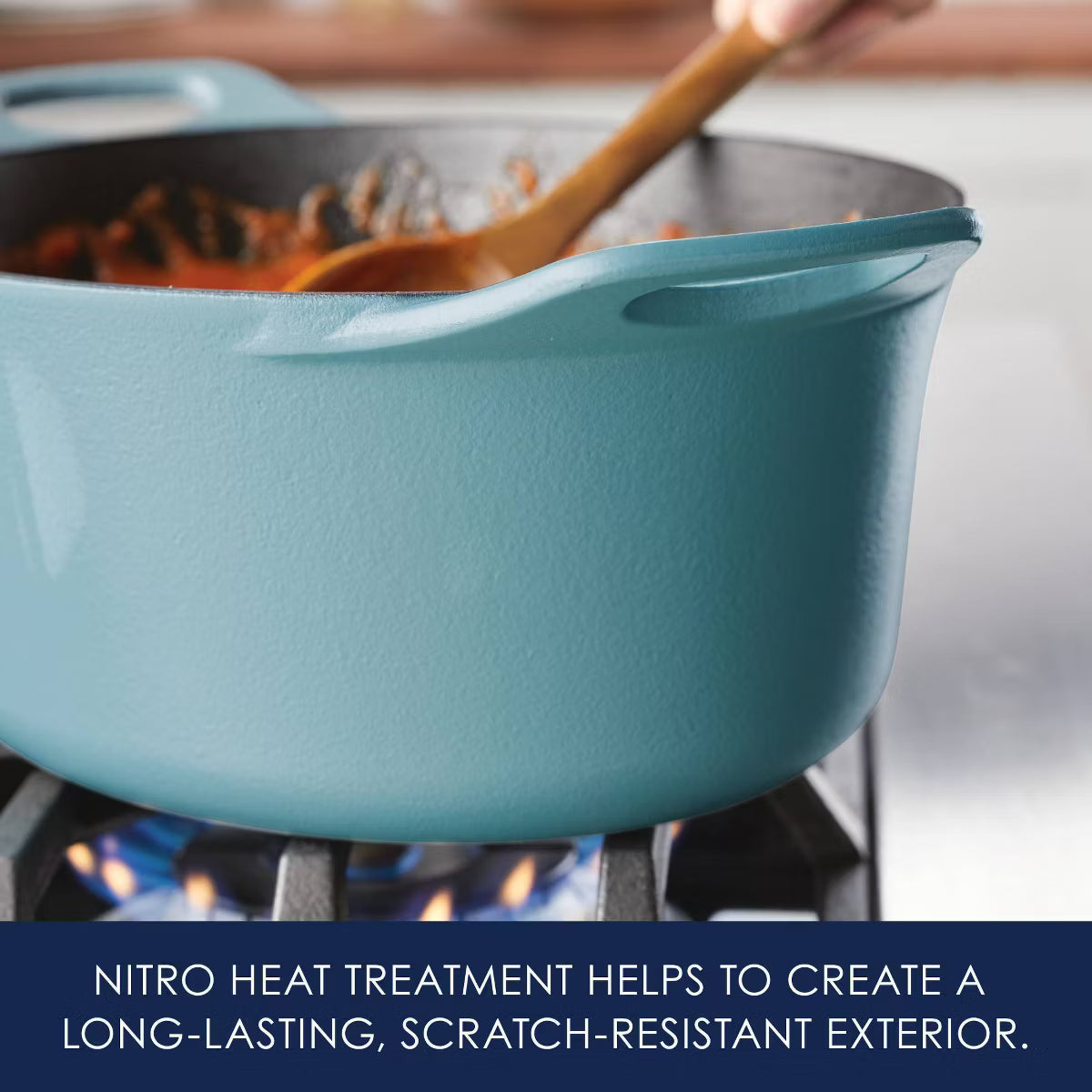 Dutch Oven – remium Nitro Cast Iron Dutch Oven 6.5qt Agave – Blue