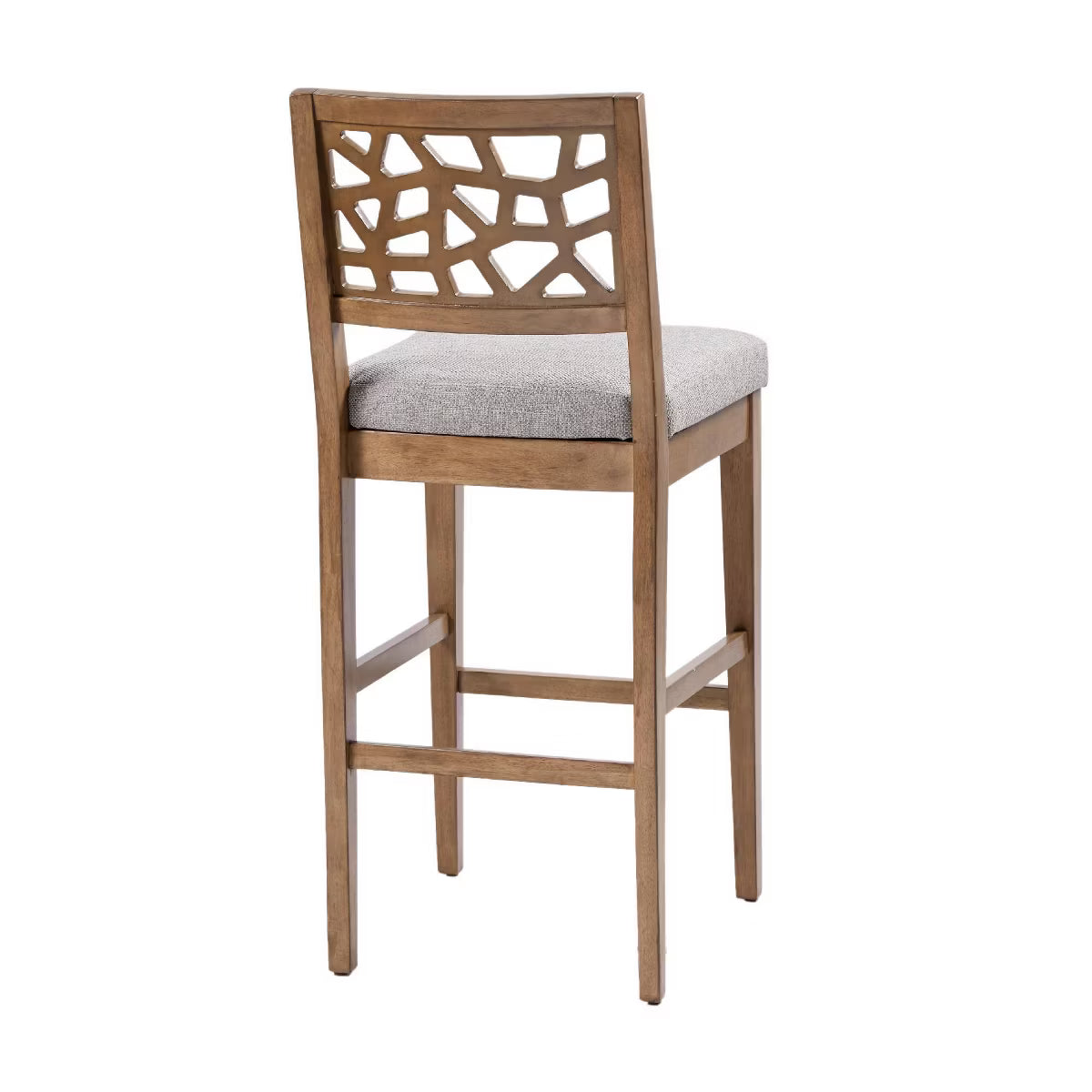 Crackle Counter Height Barstool Light Gray: Upholstered Oak Veneer