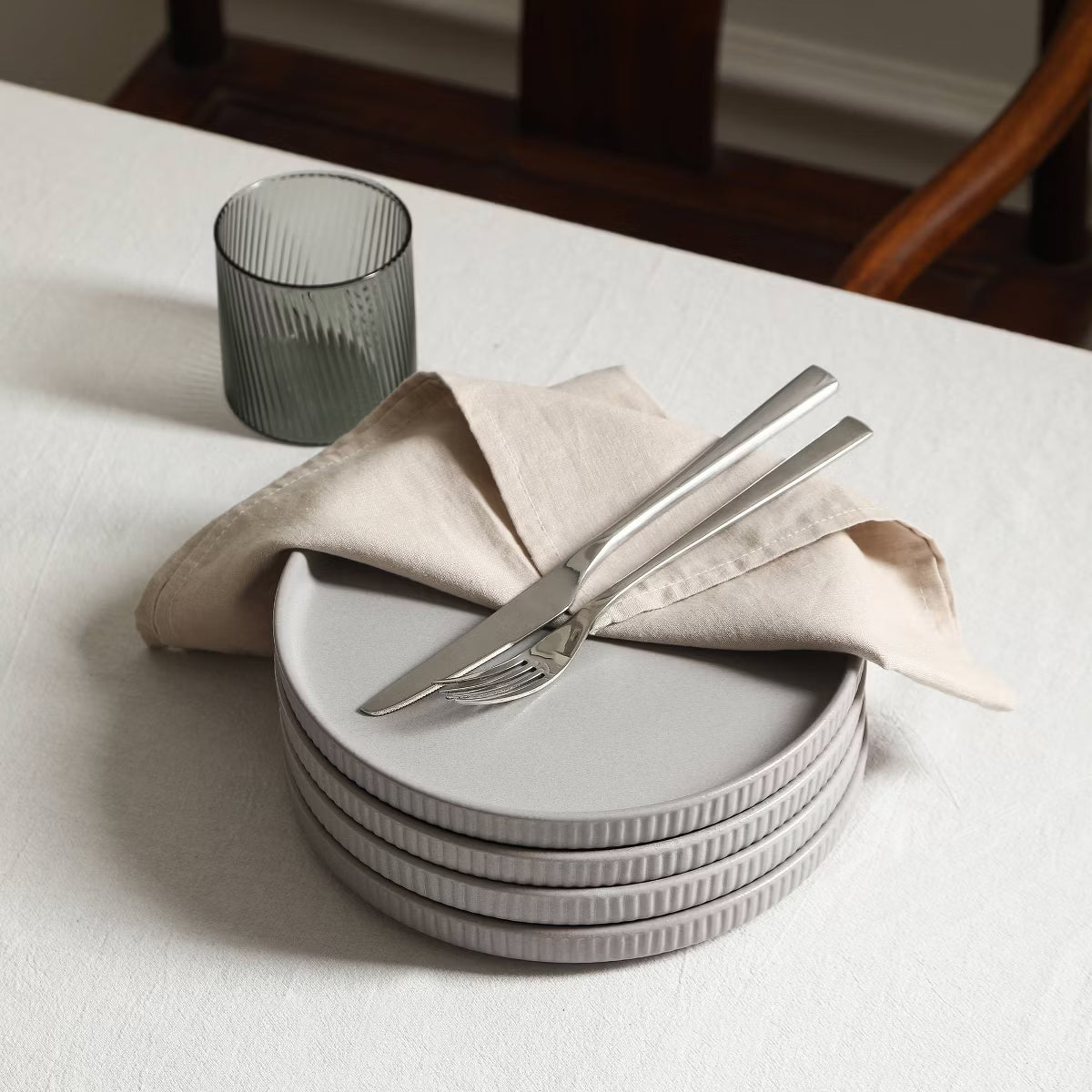Dinner Plate – Culinvaro Set of 4 Haven Stoneware Dinner Plates Gray