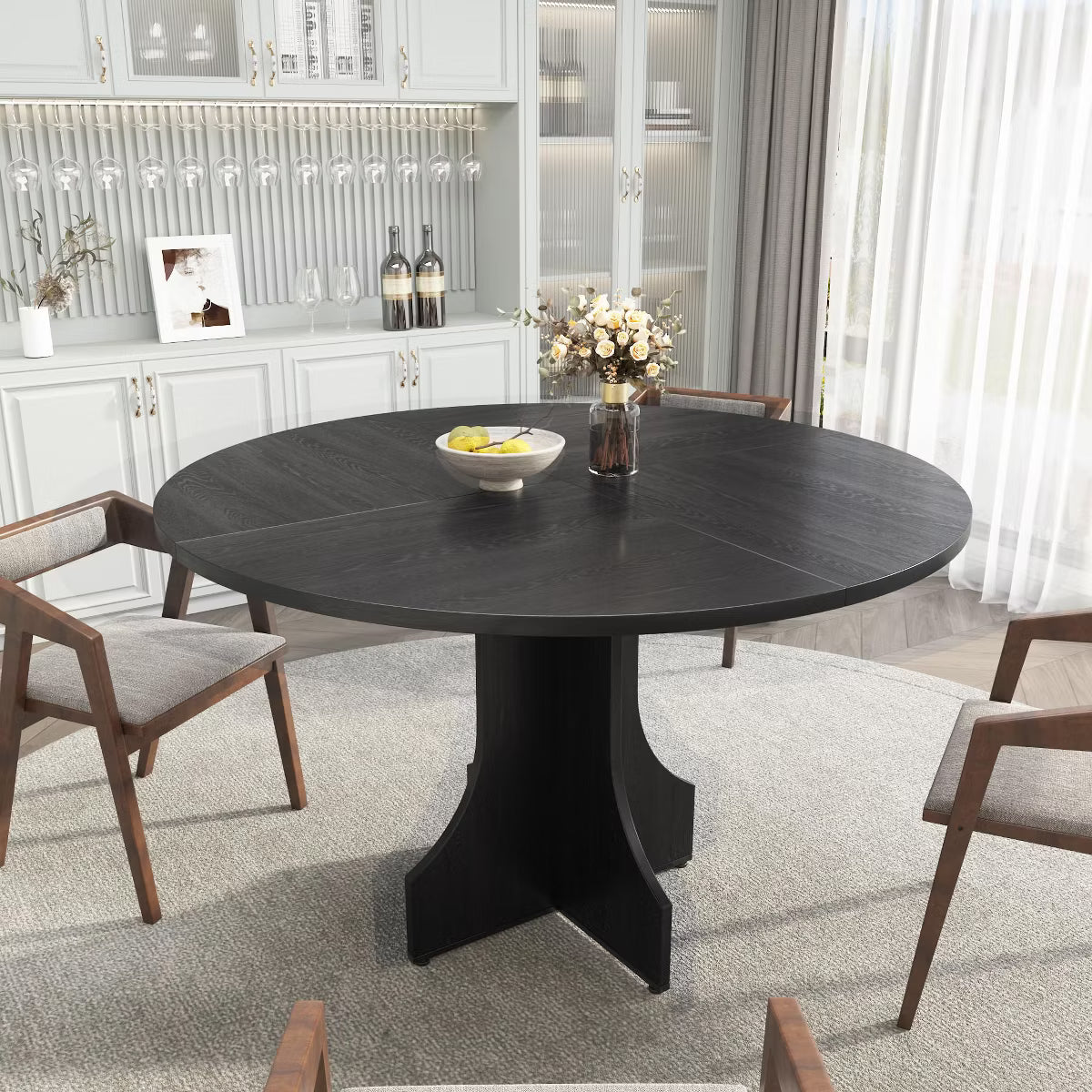 Dining Table – Culinvaro 47" Round Dining Table for 4-6, Rustic Farmhouse