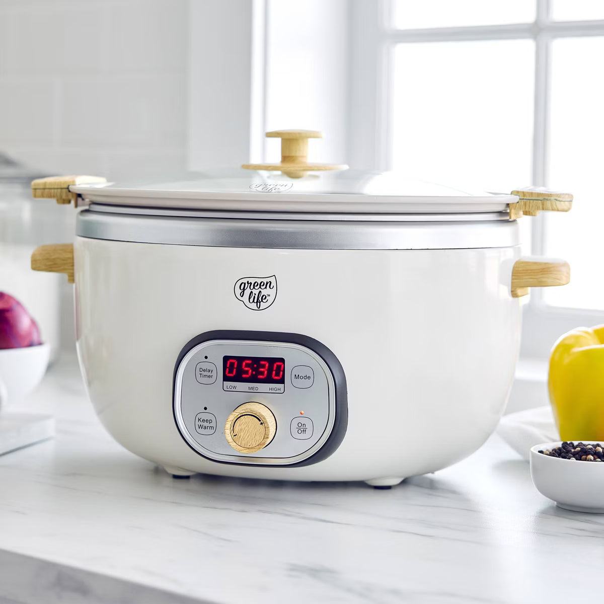Slow Cooker – Healthy 6qt Slow Cooker with Handle – Cream