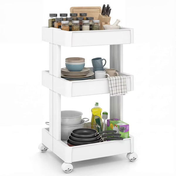 Utility Cart – Culinvaro 4-Tier Rolling Utility Cart with Detachable Trays and Smooth Wheels for Kitchen 15.5” × 9” × 40.5”(L × W × H)