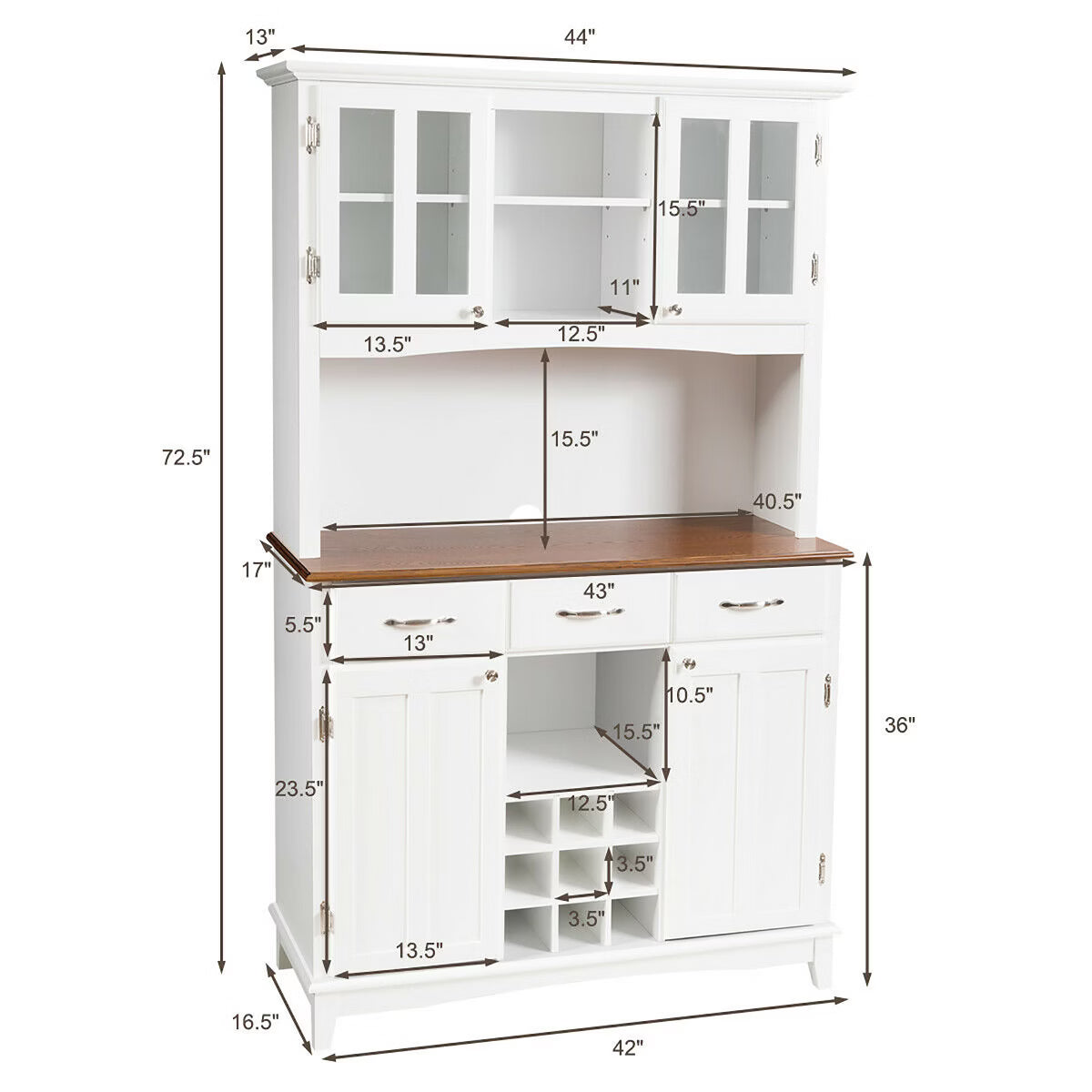 Wine Rack – Culinvaro Buffet And Hutch Kitchen Storage Cabinet Cupboard w/ Wine Rack & Drawers White