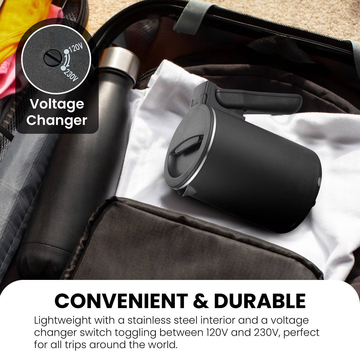 Travel Kettle – Culinvaro 20oz Dual Voltage Travel Kettle - Black