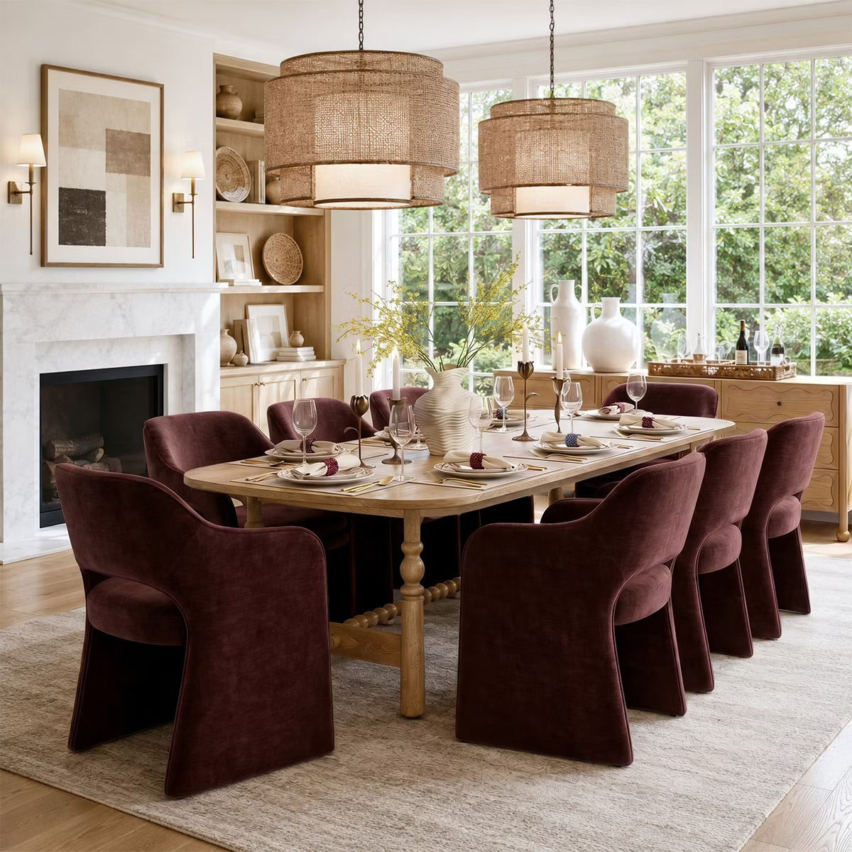 Modern Dining Chairs Set of 6, Fully Upholstered Brie Chenille Kitchen Chairs