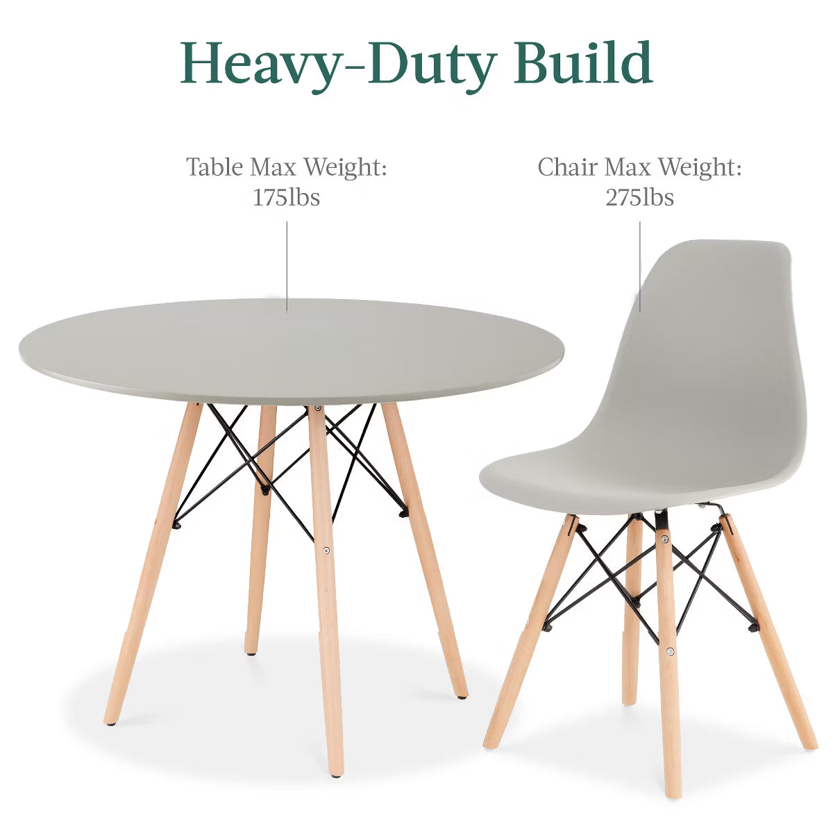 Dining Set – Culinvaro 5-Piece Compact Mid-Century Modern Dining Set w/ 4 Chairs" Gray/Oak