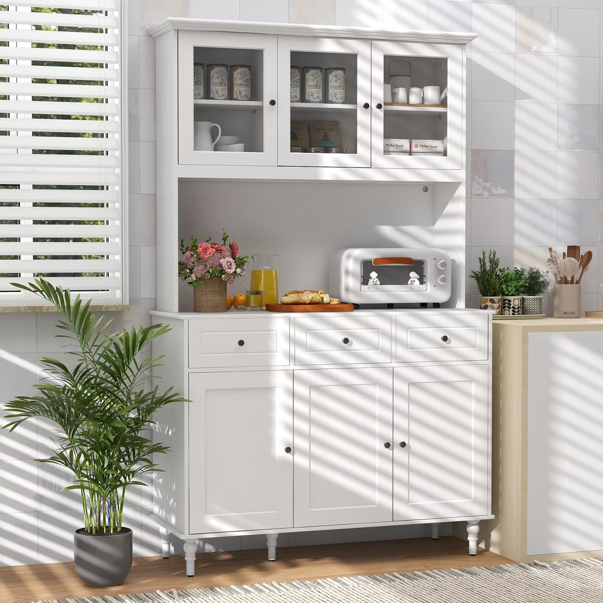 Pantry Cabinet – Culinvaro Pantry Cabinet 77” Tall Kitchen Storage Cabinet with LED Lights & Charging Station
