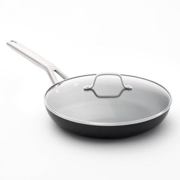 Frying Pan – 10" Hard Anodized Nonstick Fry Pan with Lid: Non-Toxic Skillet – Black