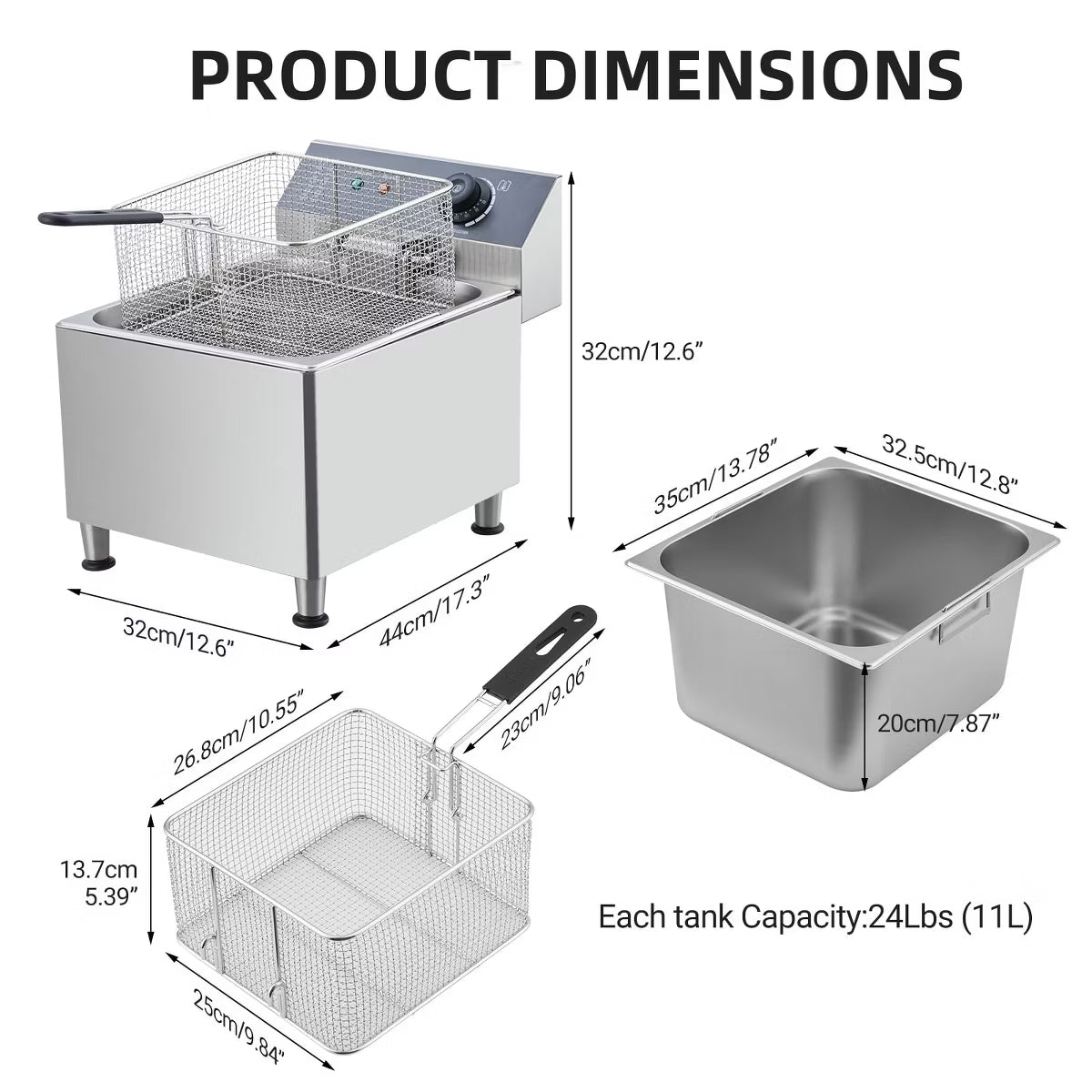 Deep Fryer – Electric Fryer, Deep Fryer Electric Deep Fryer with Basket – 11L(16.2Qt)