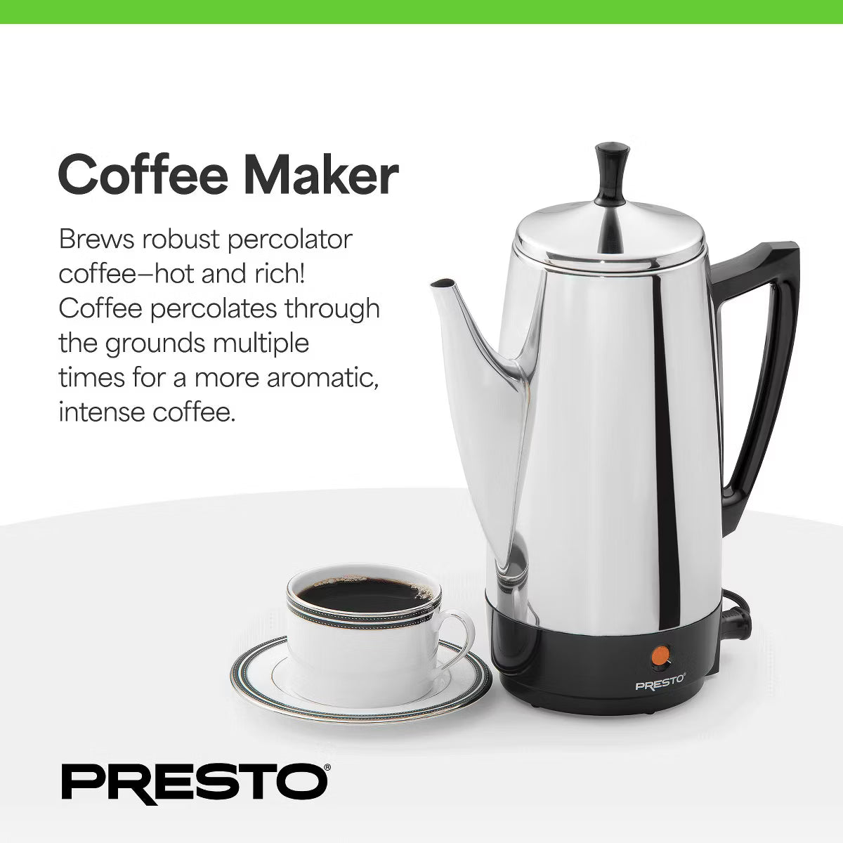 Coffee Maker – Culinvaro Stainless Steel Coffee Maker, 12 Cup Robust Percolator Coffee, Silver