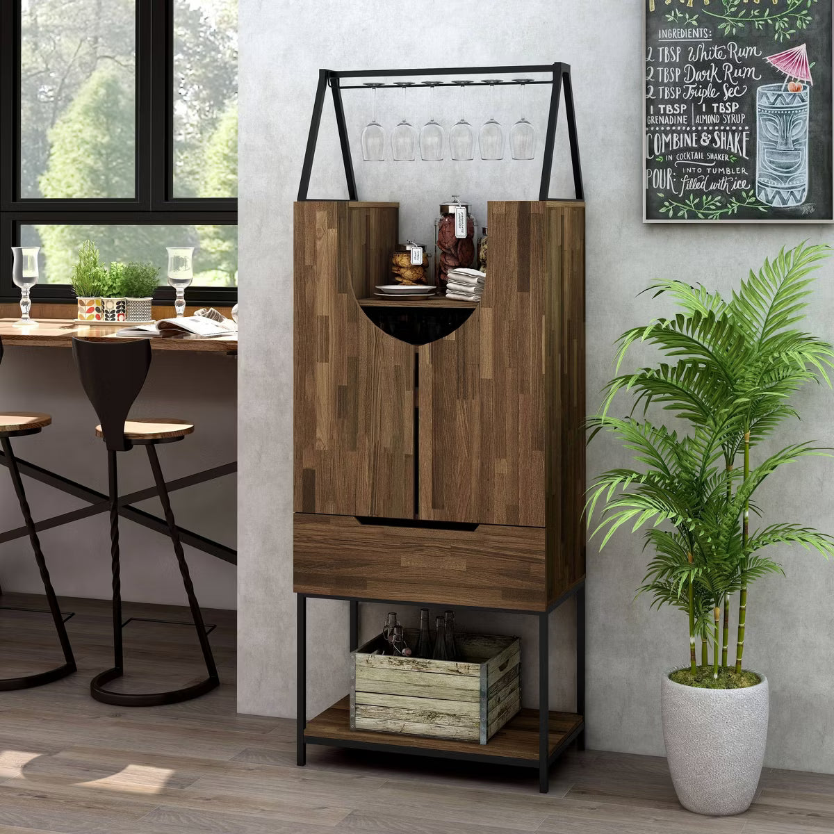 Wine Cabinet – Culinvaro Meluse Multi Storage Wine Cabinet Light Hickory