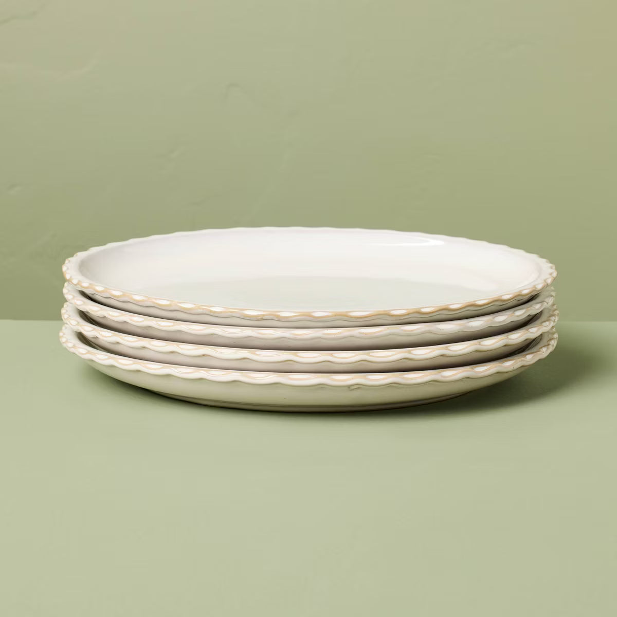 Dinner Plate – Culinvaro Set of 4 10.5" Pinched Edge Dinner Plates Sour Cream